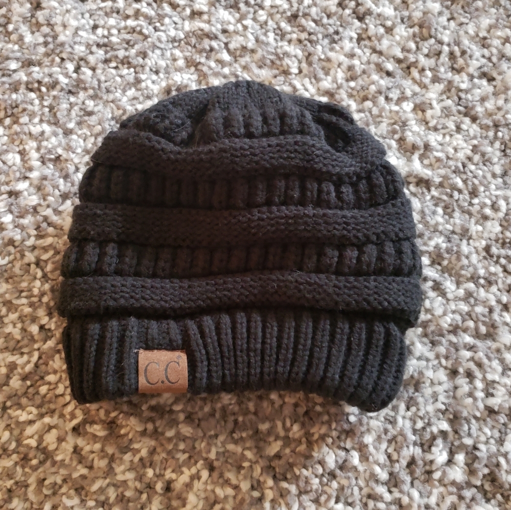NEW CC fleece lined black beanie touque